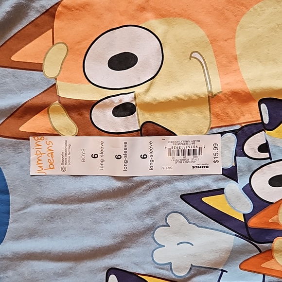 NWT Bluey Boy's Long-Sleeve Hooded T-Shirt/ Hoodie Sweatshirt with Bingo Size: 6 - Picture 4 of 6